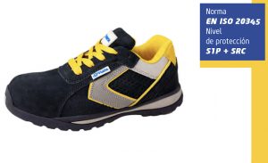 Zapato deportico piel serraje color azul S1P SR 0% metal