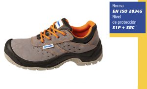Zapato piel serraje color gris puntera reforzada S1P SR